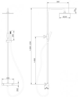 Душевая стойка ABBER Wasser Kreis AF8160B с термостатом чёрный матовый