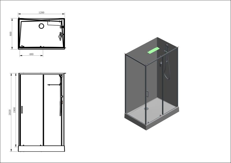 Душевая кабина Aquanet Passion Evo 120R Black 282011 120x80 см профиль чёрный матовый стекло прозрачное