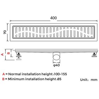 Душевой лоток Gappo G84007-3 40 см сатин