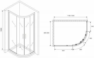 Душевой уголок ABBER Schwarzer Diamant AG01129 120x90см хром
