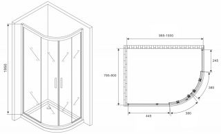 Душевой уголок ABBER Schwarzer Diamant AG01180B 100x80см чёрный