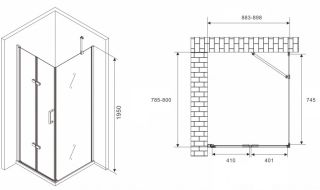 Душевой уголок ABBER Zart AG08090P-S81 90x80см хром