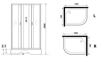 Душевая кабина Niagara NG-33394-14LBK 130x90см серебро/матовое