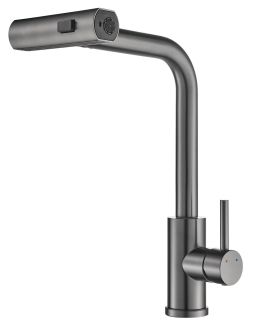 Смеситель для кухни Shevanik S263T с мультифункциональным изливом оружейная сталь
