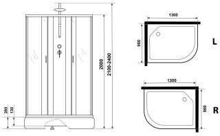Душевая кабина Niagara NG-33394-14RBKTG с гидромассажем 130x90см серебро/матовое