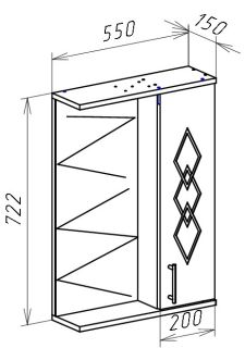 Зеркало-шкаф с подсветкой Bellezza Элеганс 55см правый бежевый 00000005196