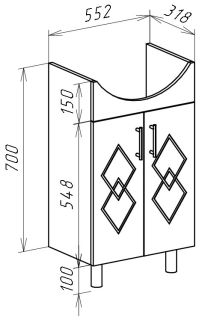 Тумба под раковину Bellezza Элеганс 60см бежевый 00000005191
