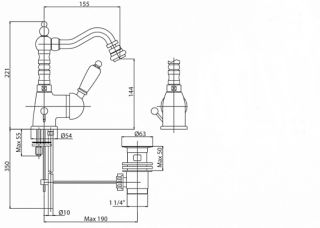 Смеситель для биде однорычажный, золото Cezares ELITE-BSM2-03/24-Bi