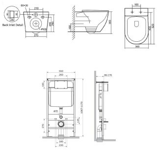 Комплект SantiLine SL-5025MB+SL-03 безободковый чёрный матовый унитаз с сиденьем микролифт и инсталляция с клавишей смыва чёрный матовый