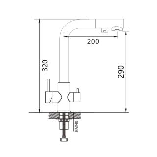 Смеситель для кухни с подключением фильтра Maretti Project Black PB31RZF12, черный