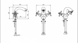 Смеситель для раковины Boheme Royal Crystal бронза 311-Royal/CRST