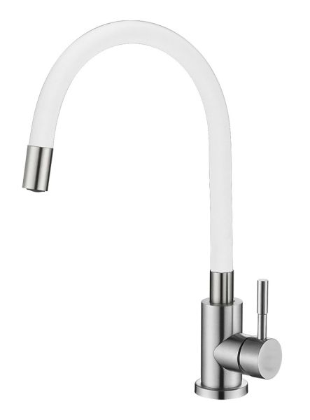 Смеситель для кухни Melana ELASTICO-610401W сатин/белый