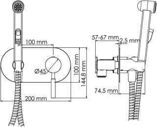 Wern 4238 Встраиваемый смеситель для душа с гигиенической лейкой