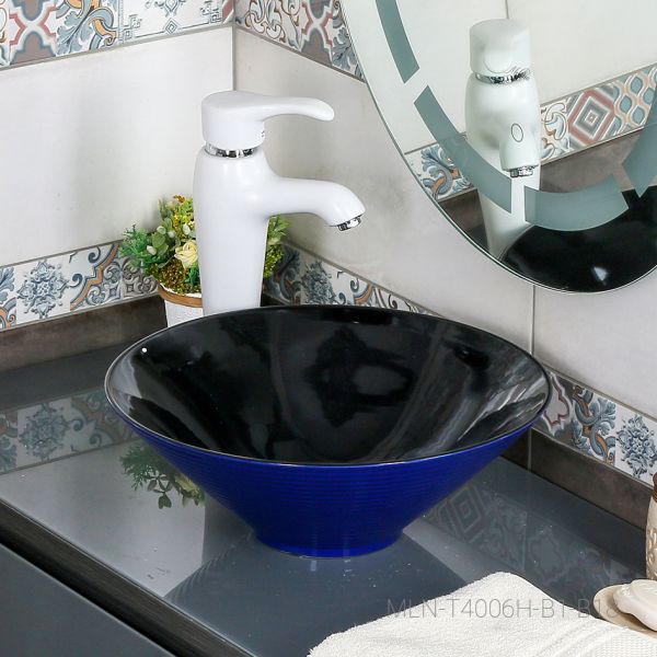 Накладная раковина Melana 7020-B1+B18-806 40см синий/чёрный