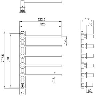 Полотенцесушитель электрический встраиваемый Wonzon & Woghand M?nchen WW-A355-GM 52x70 см с внутренней частью тёмный графит