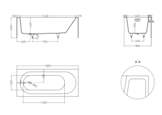 Ванна из искусственного камня Salini Fabia S-Sense 102612G 180x80см белый глянцевый