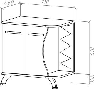 Тумба под раковину Bellezza Рио 70см левая белый/чёрный 00000007193