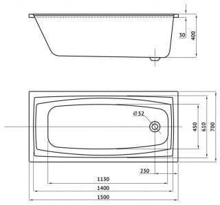 Акриловая ванна Berges Feya 150x70см белый 050010