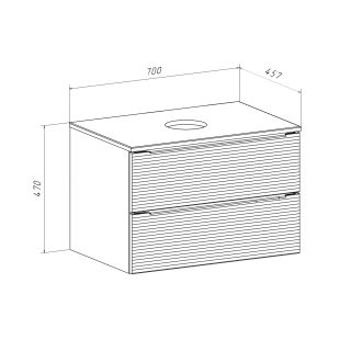 Тумба RUNO Орлеан 70 серый чёрный подвесная под накладной умывальник (00-00002021)