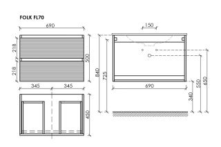 Тумба подвесная под раковину Sancos Folk FL70CP 70 см капучино