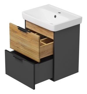Подвесная тумба под раковину Misty Форест 50см дуб Вотан/антрацит