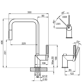 Смеситель для кухни Granula 8173, НЕРЖ Нерж