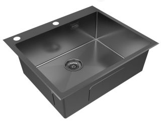 Мойка кухонная Paulmark Kroner-Edge PM775951-GM воронёная сталь