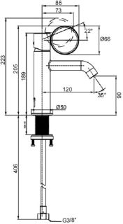 Смеситель для раковины Jacob Delafon Vivienne Signature E38682-LB2-2MB латунь матовая/чёрный