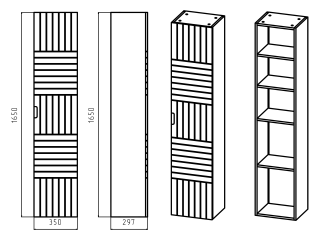 Напольный шкаф - пенал Brevita Gloster GLOS-05035-48-2П правый 35см графит