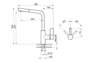 Смеситель для кухни Granula 2502, ТУРМАЛИН Турмалин