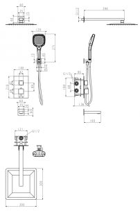Душевая система скрытого монтажа Grocenberg GB5050CR с Термостатом Vernet (Франция) Хром