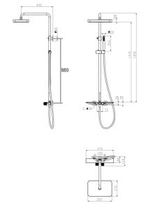 Душевая система с термостатом Grocenberg GB7038BG Графит
