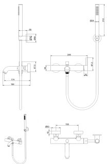Смеситель для ванны Grocenberg GB8099GO Золото