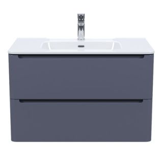 Подвесная тумба с раковиной IDDIS Edifice EDI80D0i95K 80см тёмно-серый