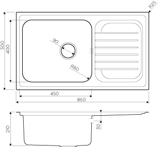 Мойка кухонная Omoikiri Haruna 86-IN нерж.сталь/нержавеющая сталь