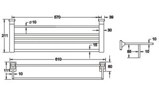 Полка для полотенец Rose RG1608H 61см чёрный