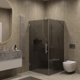 Душевой уголок на петлях by Deonria U-100-99-8-G-HG 100x94см хром глянцевый/графит