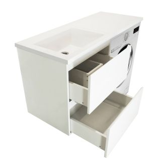 Подвесная тумба с раковиной Эстет Dallas Luxe ФР-00002923 Л 140см два ящика белый