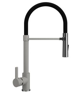 Смеситель для кухни Ulgran Classic U-024-310 с высоким гибким изливом серый