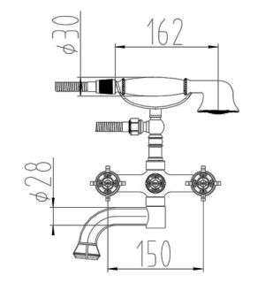 Смеситель  Zorg Antic  A 2001W-BR  для ванны и душа