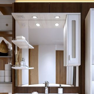 Зеркальный шкаф с подсветкой Бриклаер Бали 4627125412042 правый 90 см лиственница/белый