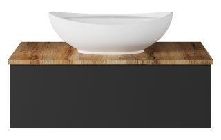 Подвесная тумба под раковину Misty Ива 90см графит/дуб Вотан