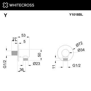 Угловой соединительный элемент WHITECROSS Y1018BL чёрный матовый