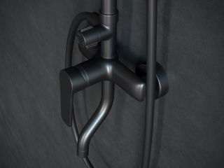 Душевая стойка Laguraty 17060B с изливом чёрный матовый