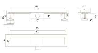 Душевой лоток РМС ТЛ-01-80х7 80см нержавеющая сталь
