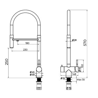 Смеситель для кухни с подключением фильтра Knotlor SS-16/BL, черный
