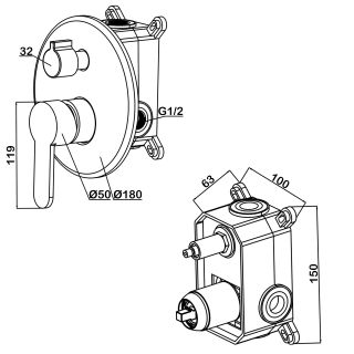 Душевой комплект Swedbe Platta 5536G1 хром/серый