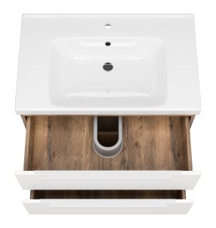 Подвесная тумба под раковину Misty Карат 80см белый/дуб Галифакс олово