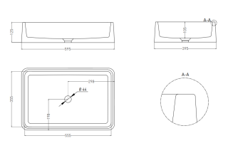 Накладная раковина Salini Gloria 07 S-Stone 1102207MRH 60см RAL снаружи