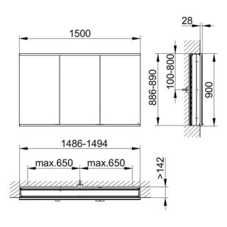 Зеркальный шкаф Keuco Royal Modular 800300151100300 150 см